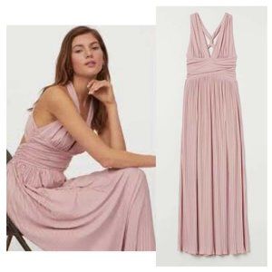 NWT H&M Pleated Maxi Pink Party Dress Size L